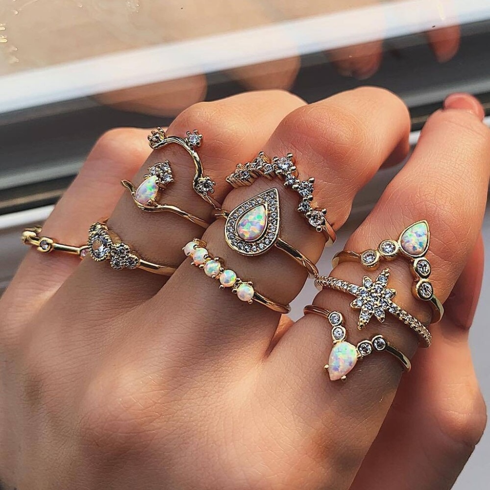 ALL SIZES! NEW! Ring SETS! 10pcs BOHO Vintage